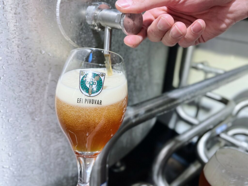 Brewed beer in a glass of the eFi brewery
