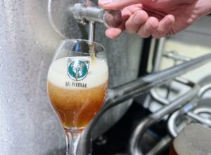 Brewed beer in a glass of the eFi brewery