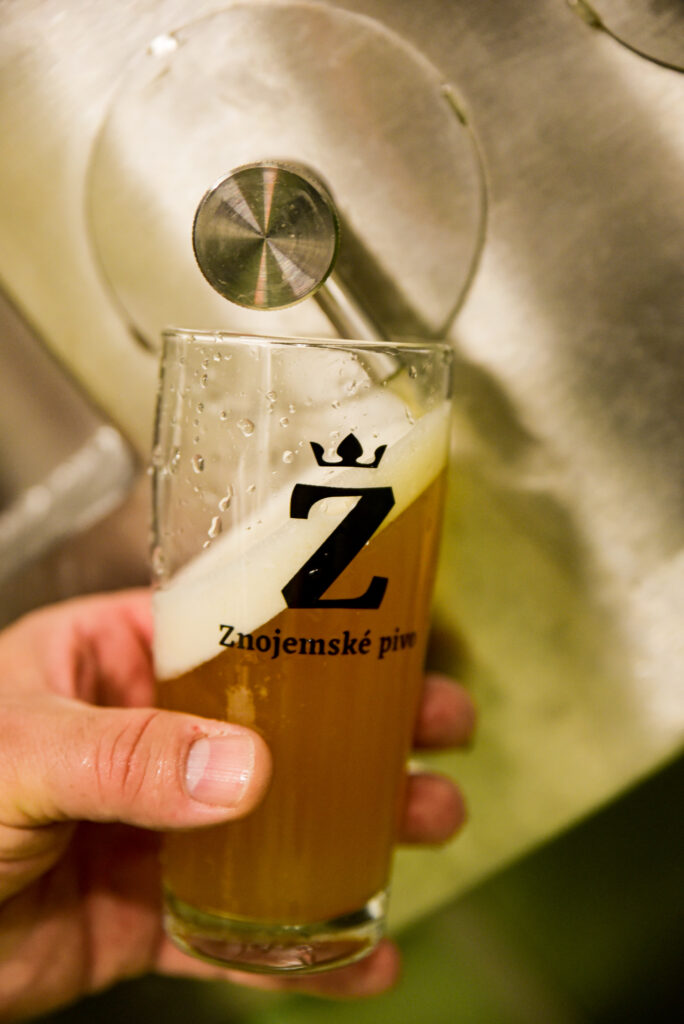 Brewed Znojmo beer in a glass