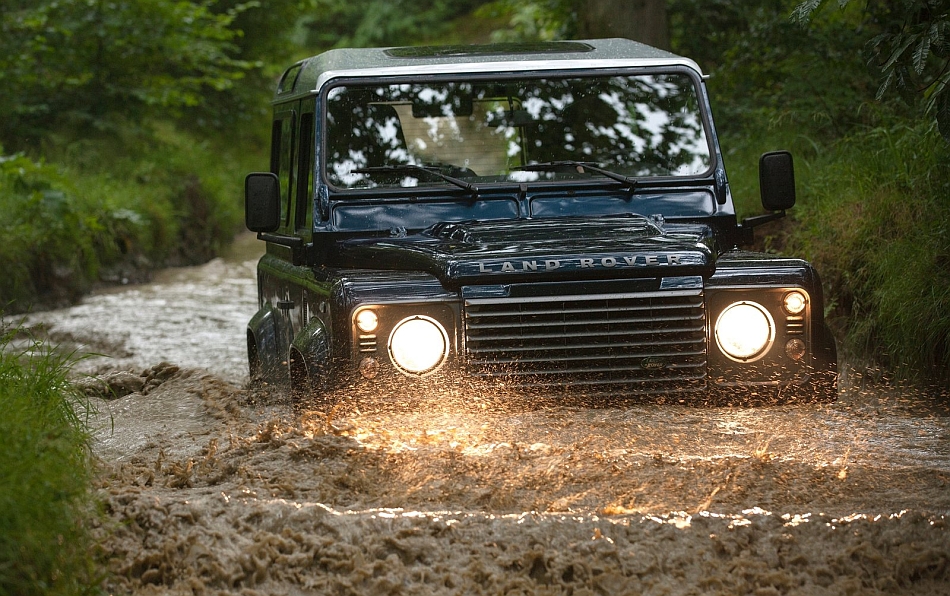 Land Rover in the mud in the army park