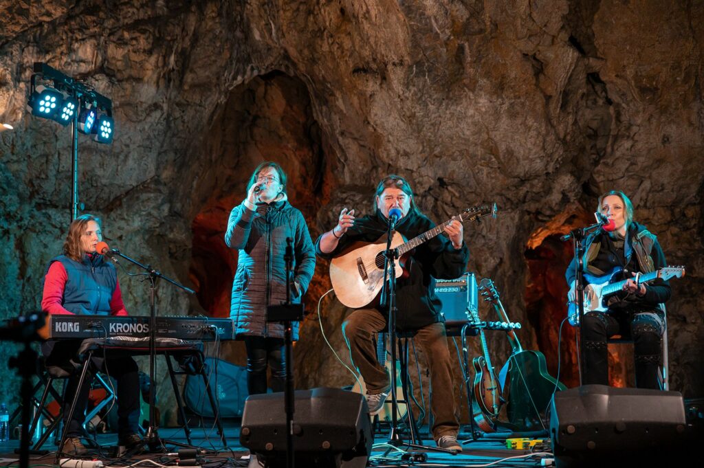 The music band in the cave Výpustek